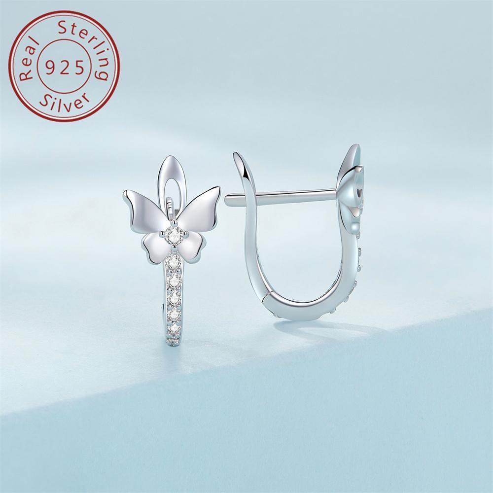925 Sterling Silver Butterfly Ear Clip Earrings – Elegant Fashion Jewelry for Women, Daily & Festive Wear, Graduation Birthday Gift with Gift Box