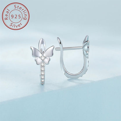 925 Sterling Silver Butterfly Ear Clip Earrings – Elegant Fashion Jewelry for Women, Daily & Festive Wear, Graduation Birthday Gift with Gift Box