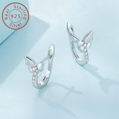 925 Sterling Silver Butterfly Ear Clip Earrings – Elegant Fashion Jewelry for Women, Daily & Festive Wear, Graduation Birthday Gift with Gift Box