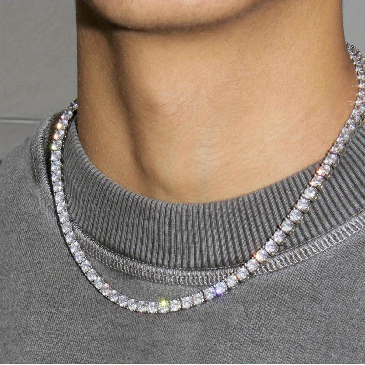Tennis Chain Necklace for Men Women - Sparkling Hip Hop CZ Diamond Style, Gold & Silver Tone, 18-30 Inch Length Options, Glamorous Party Daily Wear Jewelry Gift