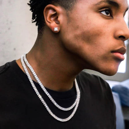 Tennis Chain Necklace for Men Women - Sparkling Hip Hop CZ Diamond Style, Gold & Silver Tone, 18-30 Inch Length Options, Glamorous Party Daily Wear Jewelry Gift