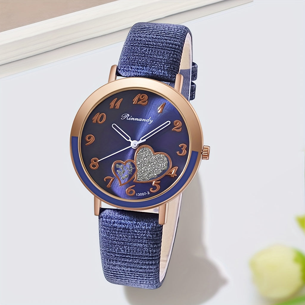 Cute Shiny Heart Quartz Watch Candy Color Fashion Analog Wrist Watch for Women