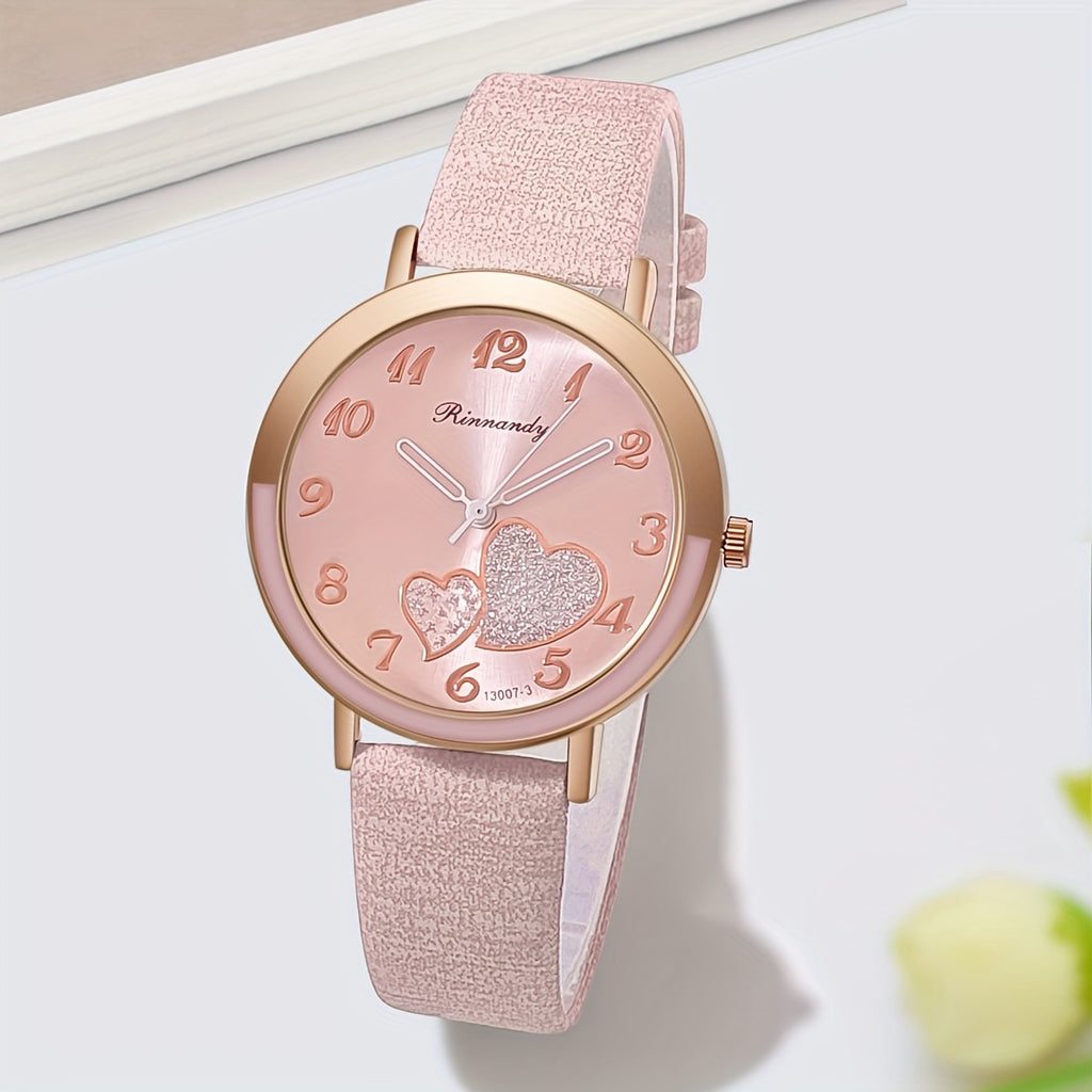 Chic Heart Quartz Women's Watch - Candy Colors, Fashion Analog Design with Zinc Alloy Case & Band - Perfect Gift for Christmas, New Year, Birthdays