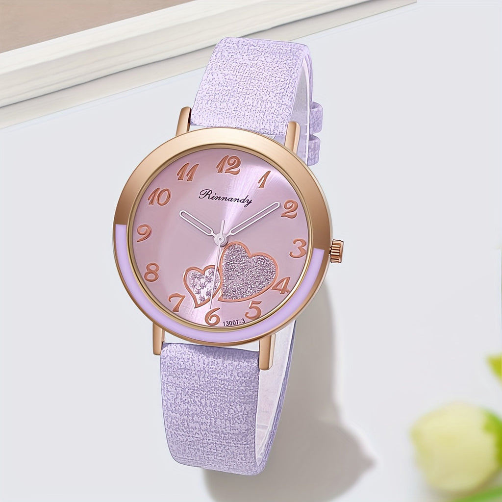 Cute Shiny Heart Quartz Watch Candy Color Fashion Analog Wrist Watch for Women
