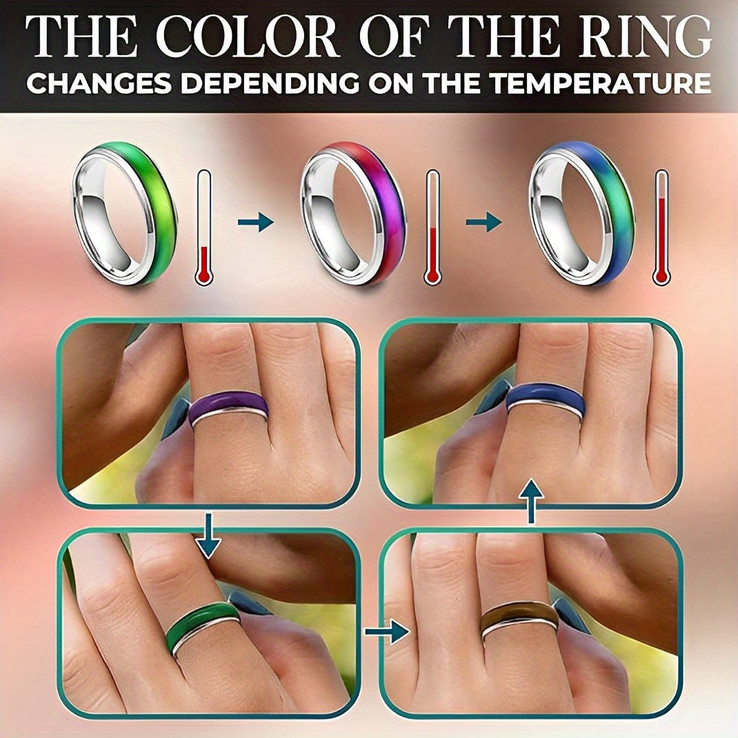 Mood Rings 100Pcs Color Changing Temperature Ring Set 6mm Band Unisex Vintage Emotion Rings with Display Box Party Favor Gift