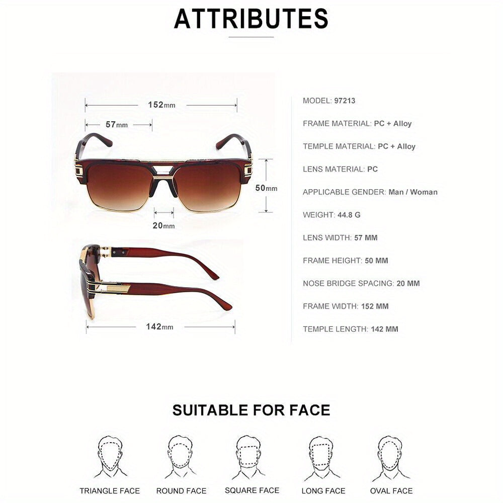 Hip Hop Glasses Clear Lens Vintage Gold Metal Frame Fashion Eyewear for Men Women – Retro Aesthetic Street Style for Music Festival Rave Costume Cosplay Casual Wear