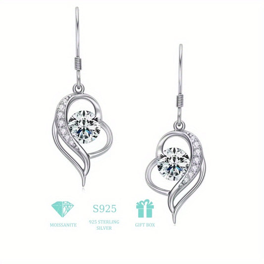 [Sparkling Gift] S925 Moissanite Heart Drop Earrings - Elegant Sparkling Jewelry for Love and Celebration