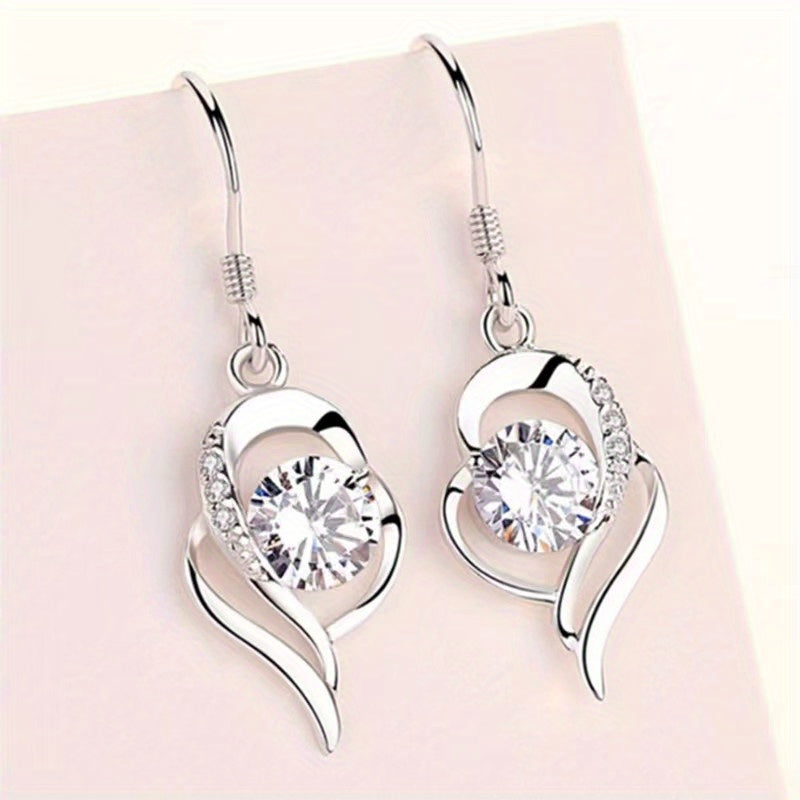 [Sparkling Gift] S925 Moissanite Heart Drop Earrings - Elegant Sparkling Jewelry for Love and Celebration