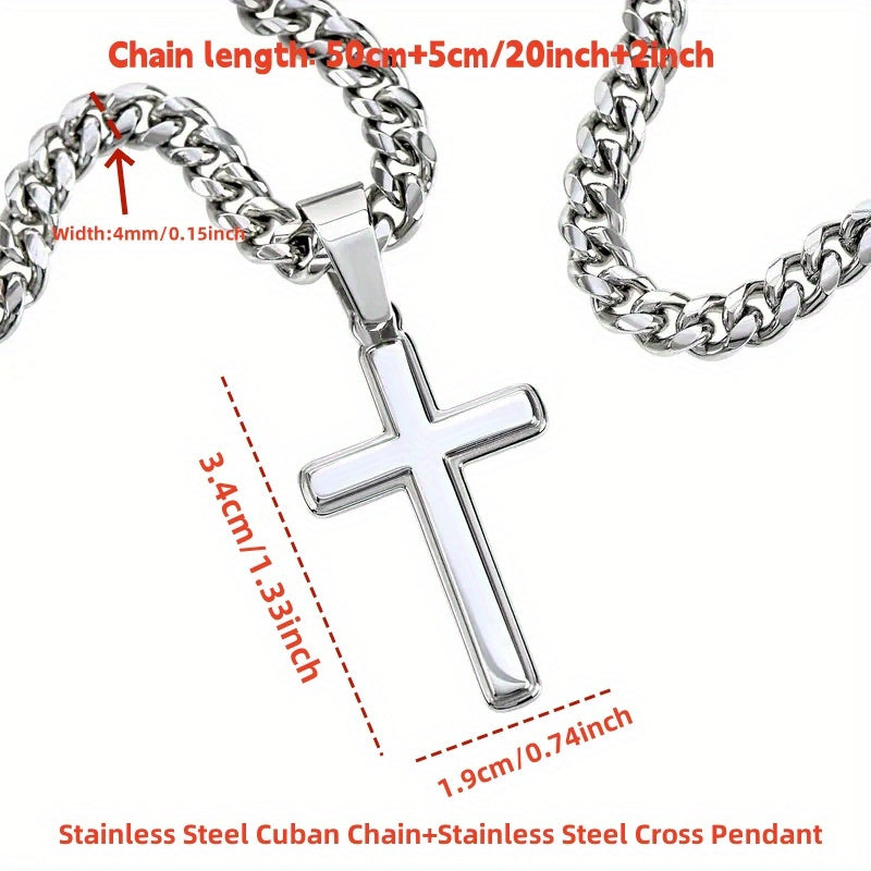 For My Beloved Grandson, a Cuban Chain Cross Pendant Necklace, Perfect for Birthdays, Graduations, And Christmas Gifts