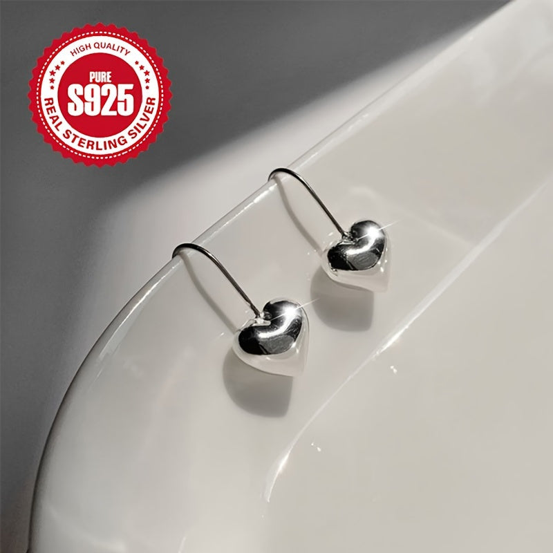 [Valentines Day Wedding] 925 Sterling Silver Heart Shaped Stud Earrings - Hypoallergenic, Elegant, Vintage Style Jewelry for Women - Perfect for Valentines Day, Music Festival, Wedding, Luxury, Vacation, And Everyday Wear