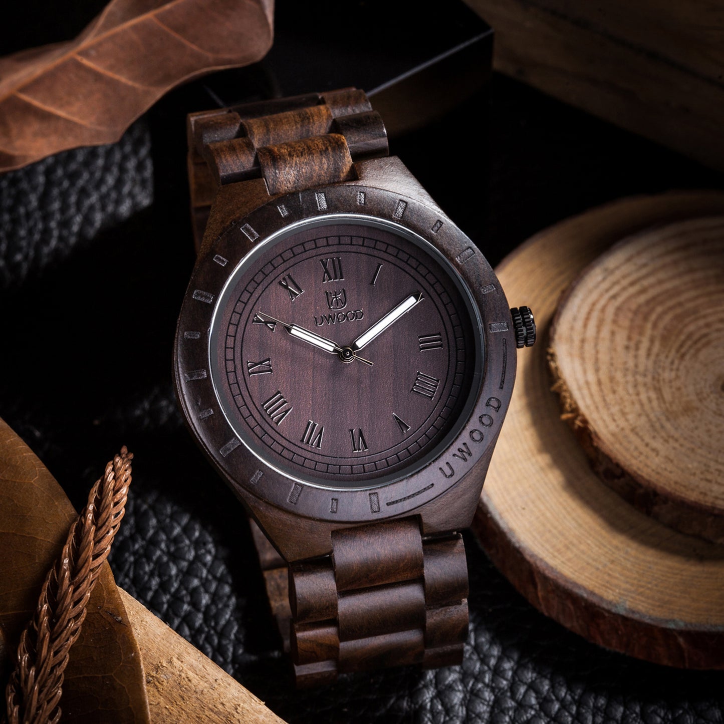 Wooden Watch for Men - Solid Natural Wood Wristwatch, Eco-Friendly Handcrafted Timepiece, Lightweight Unique Wood Grain Dial, Gift for Men in Walnut Cherry Zebra Purple