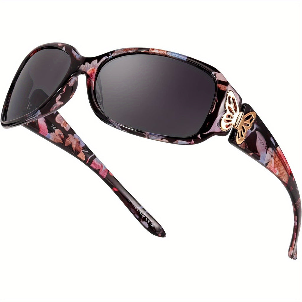 Fashion Glasses for Women Polarized Protection Wrap Around Glasses Trendy Butterfly Decor Fashion Accessories