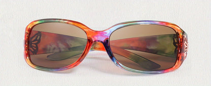 Wrap Around Sunglasses for Women, Polarized Butterfly Decor Fashion Glasses with UV Protection, Trendy Floral & Gradient Frames — Includes Case & Cleaning Cloth, Stylish Everyday Eyewear