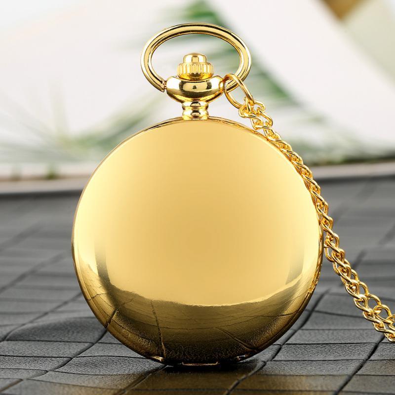 1pc Luxury Smooth Quartz Pocket Watch Pure Color Retro Steampunk Necklace Pendant Clock Watches