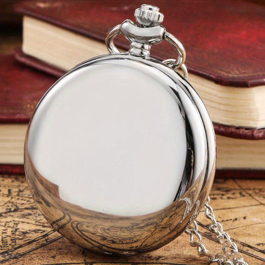 1pc Luxury Smooth Quartz Pocket Watch Pure Color Retro Steampunk Necklace Pendant Clock Watches