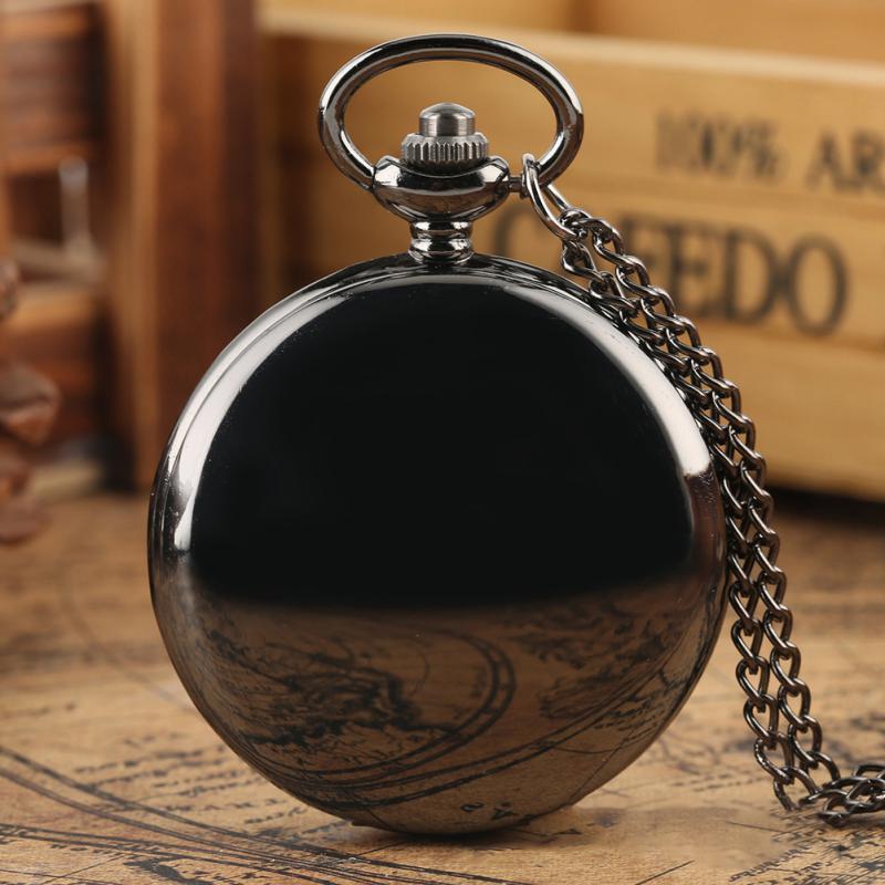 1pc Luxury Smooth Quartz Pocket Watch Pure Color Retro Steampunk Necklace Pendant Clock Watches