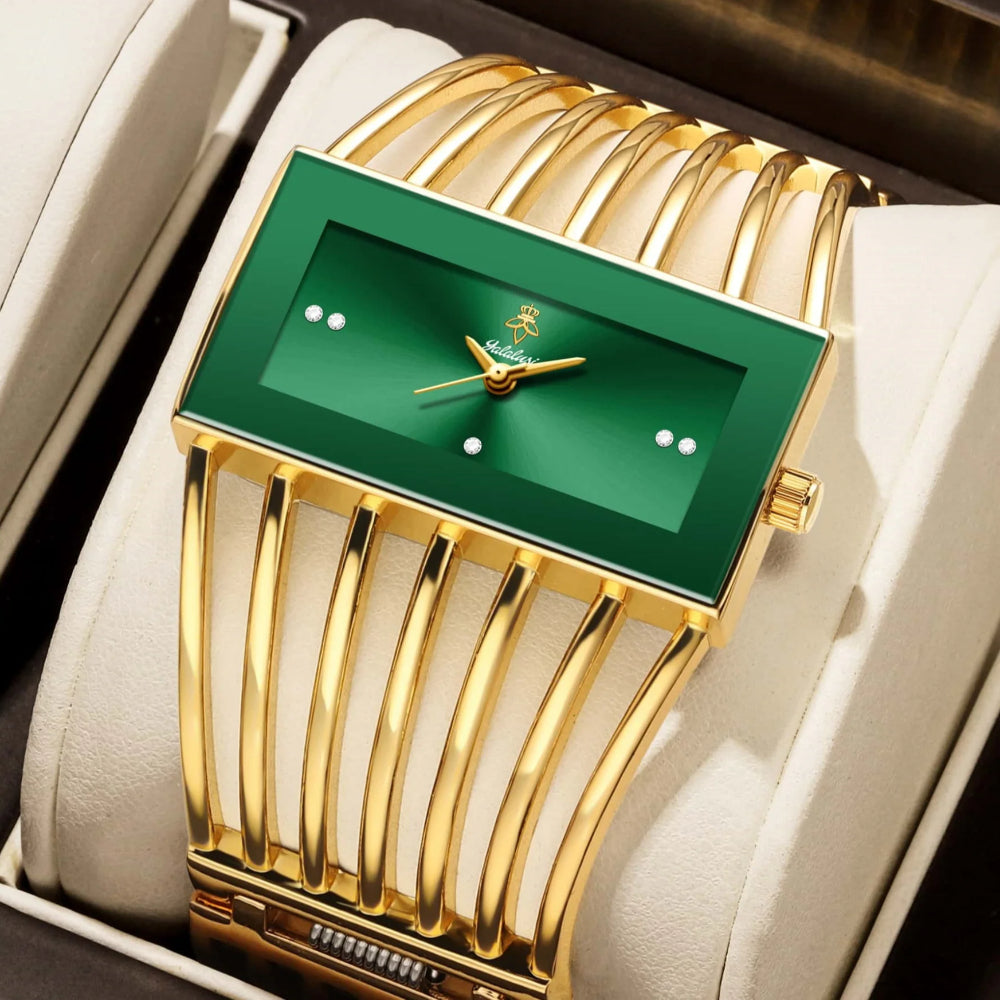 YaLaLuSi Brand 1 Elegant and Fashionable Women' S Quartz Wristwatch Unique Personality Elastic Openwork Bracelet Style Classic Solid-Color Square Dial Exquisite Rhinestones Versatile for Casual Attire Perfect Gift for Women, Family, or Friends
