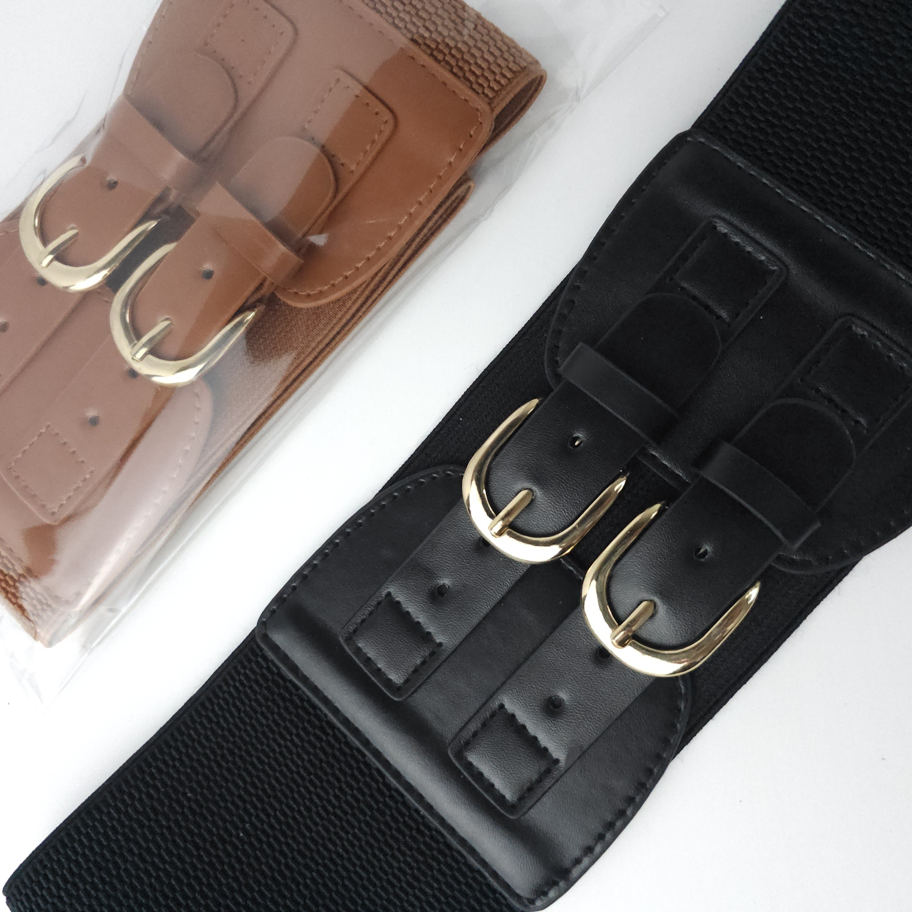 Bimetallic Buckle Wide Corset Waist Belt Casual Simple Elastic Belt Dress Shirt Jacket Suit Clothing Accessories for Women's Gifts to Family And Friends Christmas Holiday Gifts