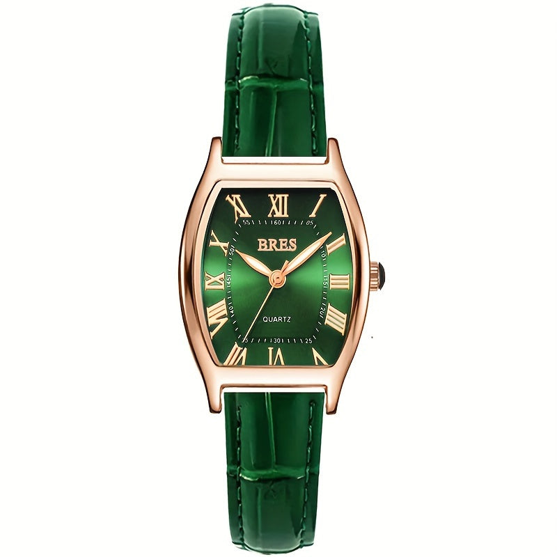Square Quartz Watch Faux Leather Strap Zinc Alloy Pointer Zinc Alloy Case, Wine Barrel-Shaped Watch, Perfect for Women