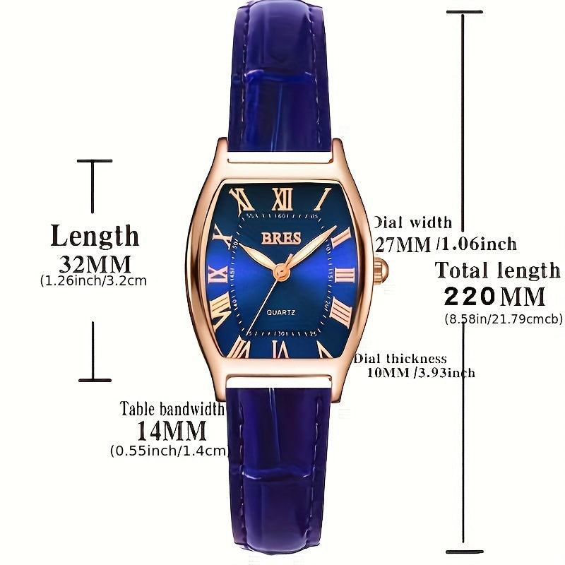 Square Quartz Watch Faux Leather Strap Zinc Alloy Pointer Zinc Alloy Case, Wine Barrel-Shaped Watch, Perfect for Women