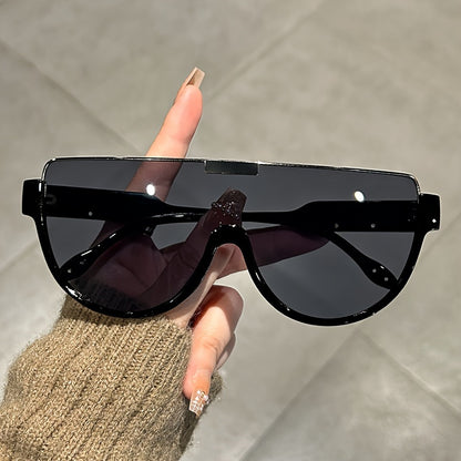 Oversized Semi-Circular Sunglasses Unisex Glare Resistant Trendy Fashion Shades Daily Wear Travel Vacation 5 Lens Colors Gray Orange Blue White Durable