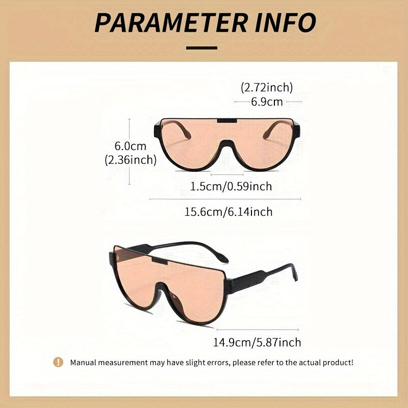 Oversized Semi-Circular Sunglasses Unisex Glare Resistant Trendy Fashion Shades Daily Wear Travel Vacation 5 Lens Colors Gray Orange Blue White Durable