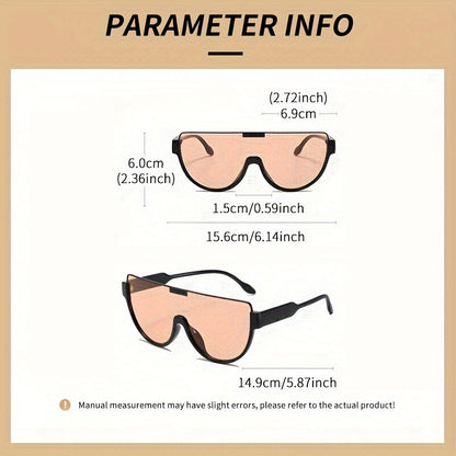 Oversized Semi-Circular Sunglasses Unisex Glare Resistant Trendy Fashion Shades Daily Wear Travel Vacation 5 Lens Colors Gray Orange Blue White Durable
