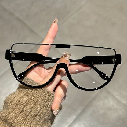 Oversized Semi-Circular Sunglasses Unisex Glare Resistant Trendy Fashion Shades Daily Wear Travel Vacation 5 Lens Colors Gray Orange Blue White Durable