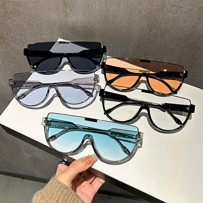 Oversized Semi-Circular Sunglasses Unisex Glare Resistant Trendy Fashion Shades Daily Wear Travel Vacation 5 Lens Colors Gray Orange Blue White Durable