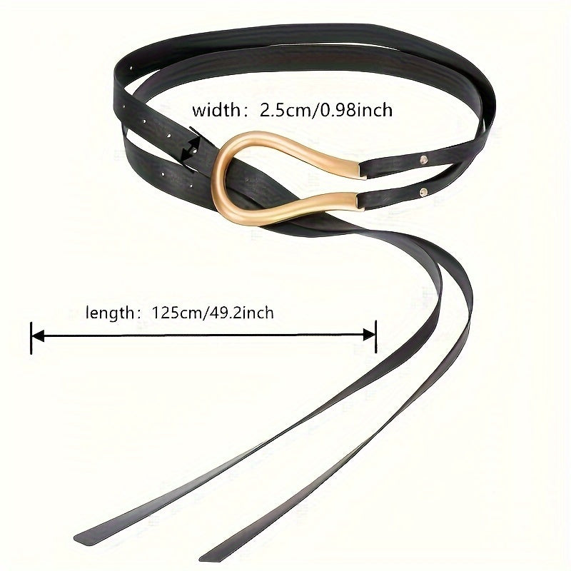 1pc of Women'S Stylish And Adaptable Belt, Featuring a Vintage Casual Design with a Horseshoe Buckle, Suitable for a Black Coat