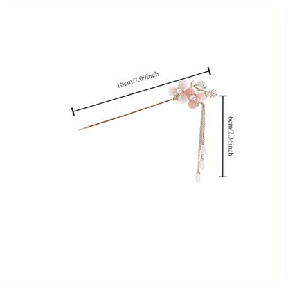 Floral Hair Clips Set 10pcs - Delicate Alloy Acrylic Flower Hair Pins for Women Bridal Wedding Hanfu Traditional Chinese Dress Qipao Bridesmaid Updo Hairstyle Accessories Ages 14+