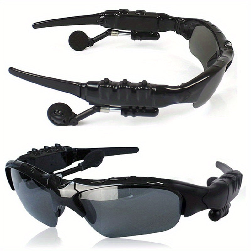 Smart driving glasses with wireless headphones - music, calls and navigation, stereo, hands-free microphone, noise-cancelling earplugs, suitable for and activities