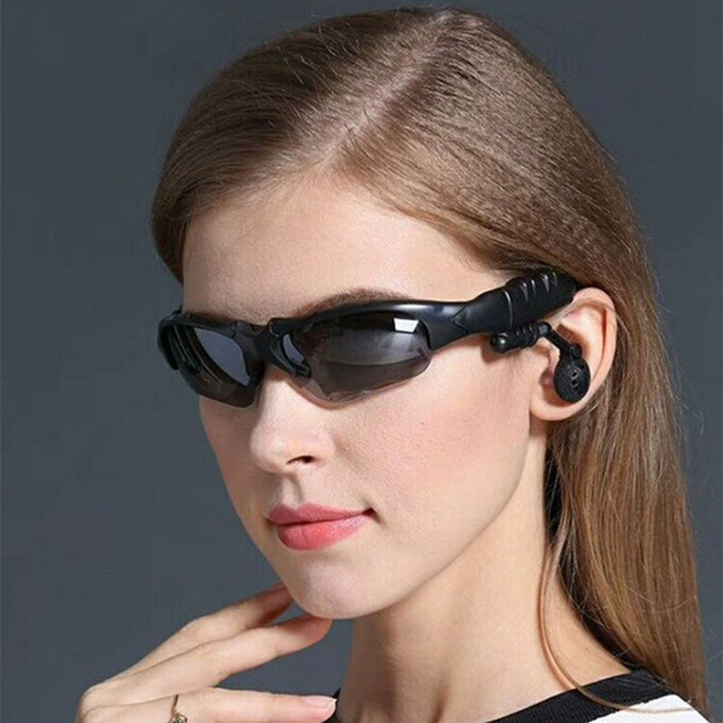Smart driving glasses with wireless headphones - music, calls and navigation, stereo, hands-free microphone, noise-cancelling earplugs, suitable for and activities