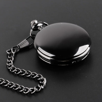 Pocket Watch Pendant Black Quartz Vintage Arabic Numeral Dial – Meaningful Gift for Son, Christmas & New Year Keepsake Necklace Watch for Men