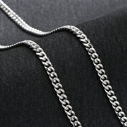 Grandson Necklace Gift – Stainless Steel Cuban Link Chain with Engraved Message Card & Gift Box, Meaningful Birthday Christmas Graduation Keepsake Jewelry Present for Grandson from Grandma Grandpa