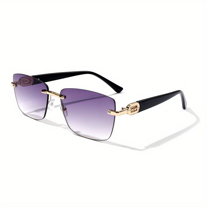 Square Frameless Glasses for Women Men, Trendy Unisex Fashion Eyewear with Clear Vision & UV Protection, Lightweight Rimless Design for Vacation Travel Cruise Outdoor Daily Wear — 6 Colors