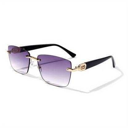 Square Frameless Glasses for Women Men, Trendy Unisex Fashion Eyewear with Clear Vision & UV Protection, Lightweight Rimless Design for Vacation Travel Cruise Outdoor Daily Wear — 6 Colors