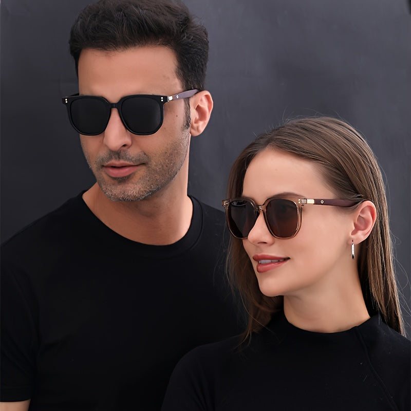 Polarized Sunglasses TR Frame for Men & Women – Vintage Stud Detail Hybrid Spectacle Retro Street Style Eyewear, Lightweight Unisex Design for Outdoor, Driving & Travel