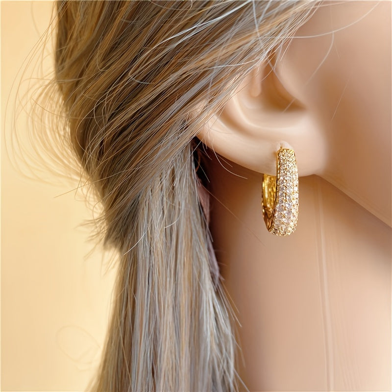 1 Pair of S925 Silver Earrings Elegantly Plated with Sparkling Synthetic Zirconia Earrings - Chic Retro Style and Dazzling Radiance, Perfect Gift