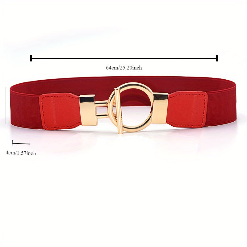 3pcss Women'S Daily Essentials, 3pcs Set with Round Buckle Wide Waistband, Classic Solid Color Elastic Waistband, Elegant Outerwear Waistband, a Must-Have Gift