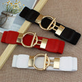 3pcss Women'S Daily Essentials, 3pcs Set with Round Buckle Wide Waistband, Classic Solid Color Elastic Waistband, Elegant Outerwear Waistband, a Must-Have Gift