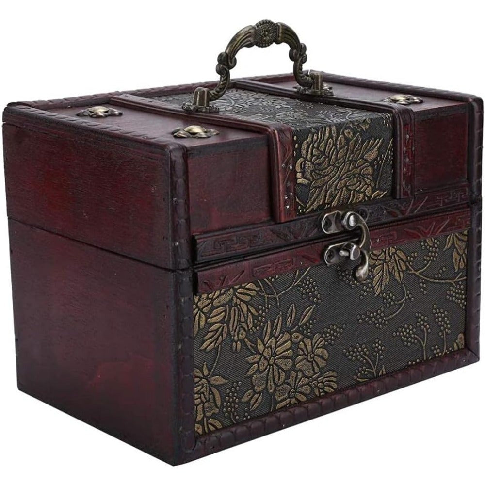 Vintage Storage Box - Portable Decorative Wooden Treasure Chest, 4 Styles Wooden Storage Trunk for Gift, Jewelry, Small Objects, Collectibles, Home Decor - Wooden - For Everyone - Perfect Gift for Birthday, Housewarming, or Special Occasions