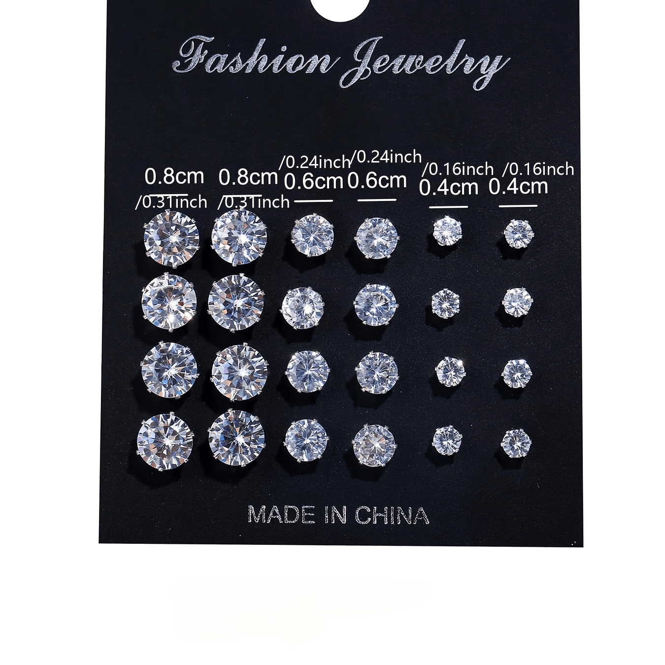 12 Pairs/ sets of Stylish 925 Silver Plated Earrings and Inlaid Synthetic Synthetic Zircon Simple Earrings for Men and Women Everyday Wear