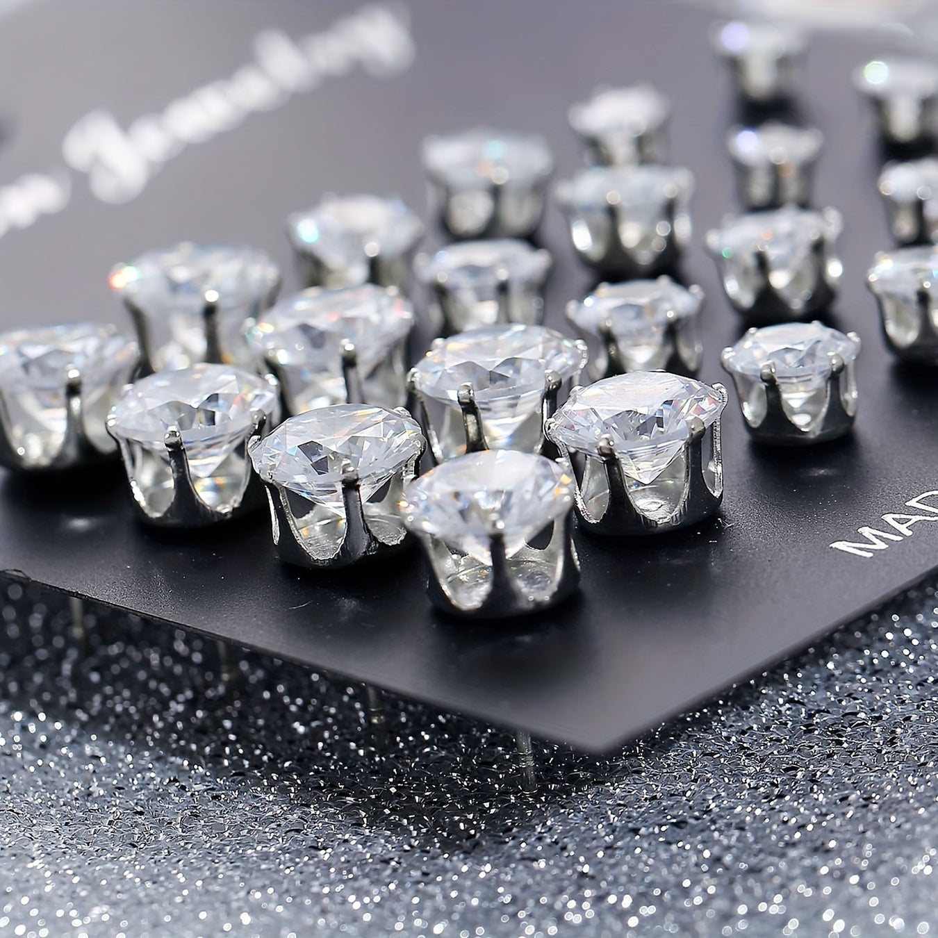 12 Pairs/ sets of Stylish 925 Silver Plated Earrings and Inlaid Synthetic Synthetic Zircon Simple Earrings for Men and Women Everyday Wear