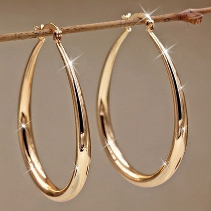 Hoop Earrings for Women Bohemian Retro Minimalist Gold No-Plating Nickel-Free Sensitive Ears Daily Wear Christmas Gift Jewelry