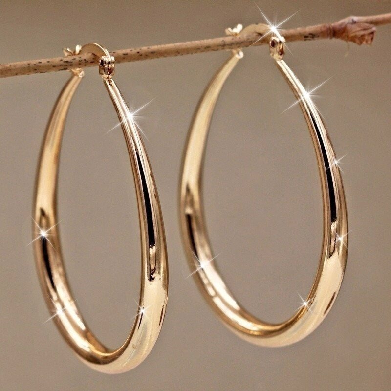 Women' Simple Hoop Earrings - Uncoated Color ( Blonde//) - Bohemian Retro Minimalist Jewelry Gift Suitable for Christmas, Daily Wear & Year-Round - No Plating Hoops