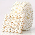 1pc Artificial Pearl Woven Belt Elegant Hollow White Belt Fashionable Adjustable Body Jewelry Dress Belt Women'S Versatile Fashion Simple Suitable for Weddings, Daily Commuting, Christmas, Halloween Gifts