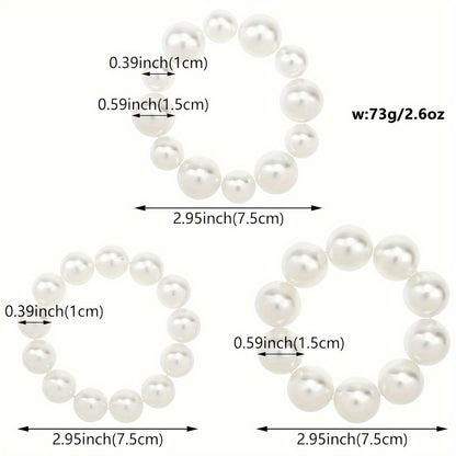 Pearl Headbands 3pcs Set Elegant Imitation Pearl Elastic Hair Bands Multifunctional Bracelet Hair Accessories for Women Daily Wear Party Banquet Color Block