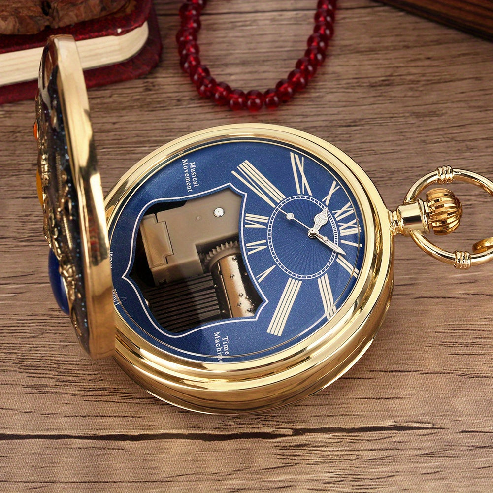 Space Series Music Pocket Watch Original Men Quartz Chain Clock Women Music Necklace Watches Unique Couples Collectibles Gift