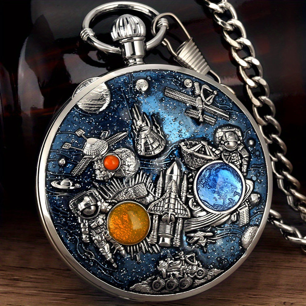 Space Series Music Pocket Watch Original Men Quartz Chain Clock Women Music Necklace Watches Unique Couples Collectibles Gift